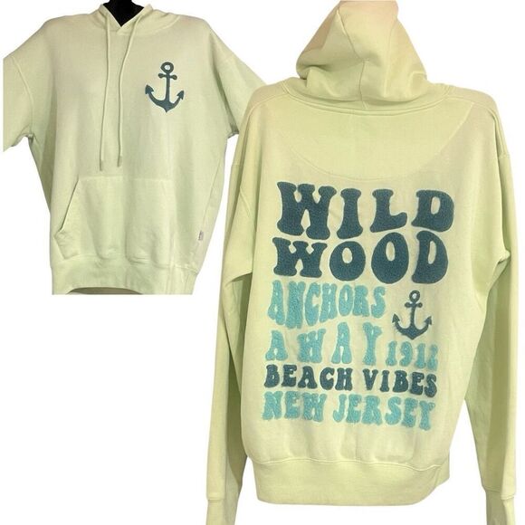 Ragwear Jersey Shore Wild Wood Nautical Fuzzy 3D Embroidery Hooded Pull On Sweat - Picture 1 of 6